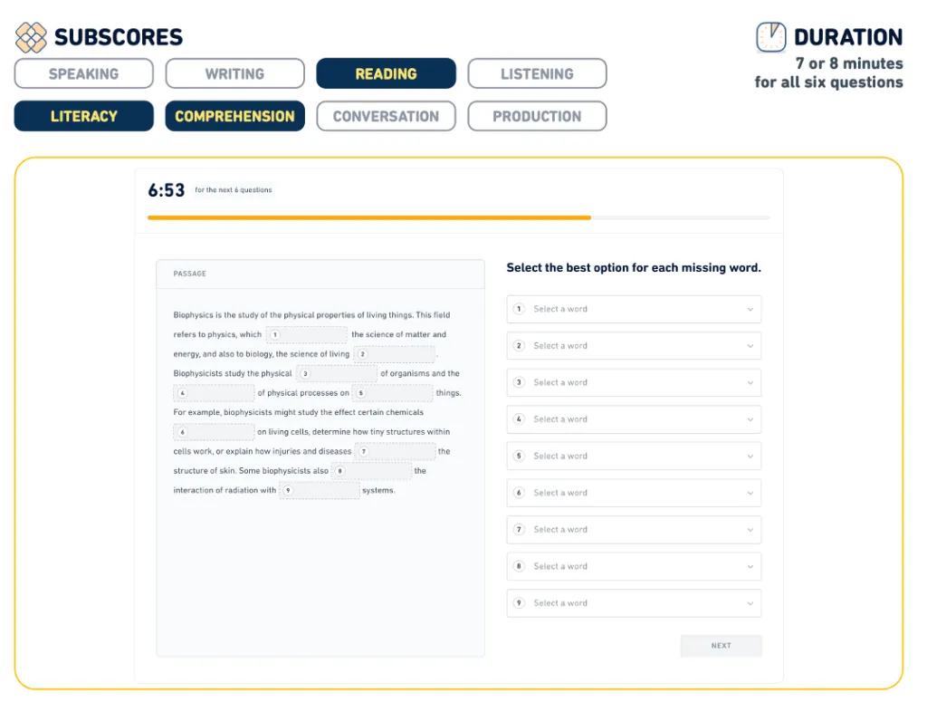 A screenshot of DET Interactive Reading: Complete the Sentence.