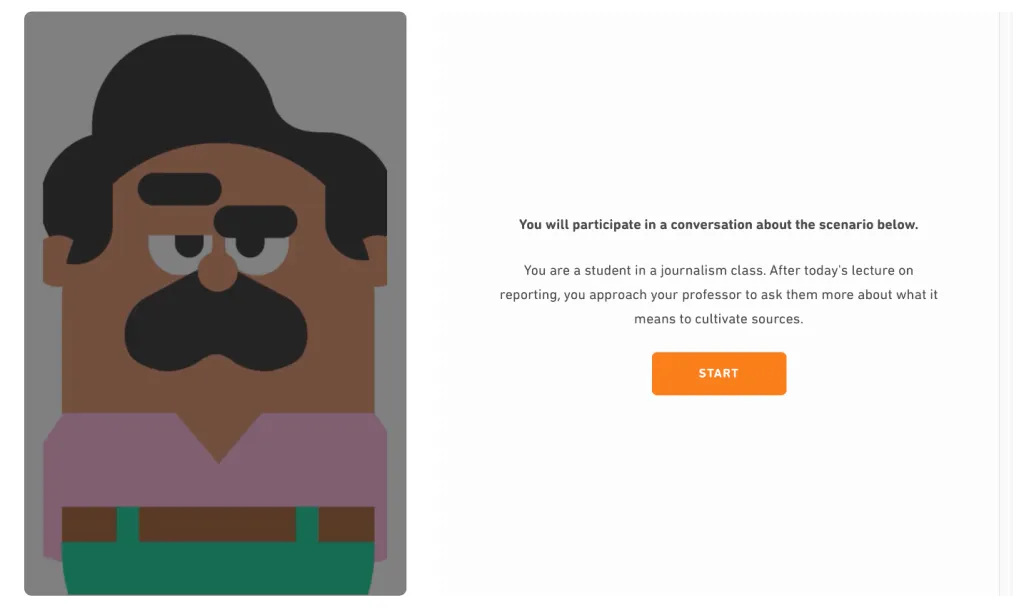 A screenshot of DET interactive listening scenario 2.