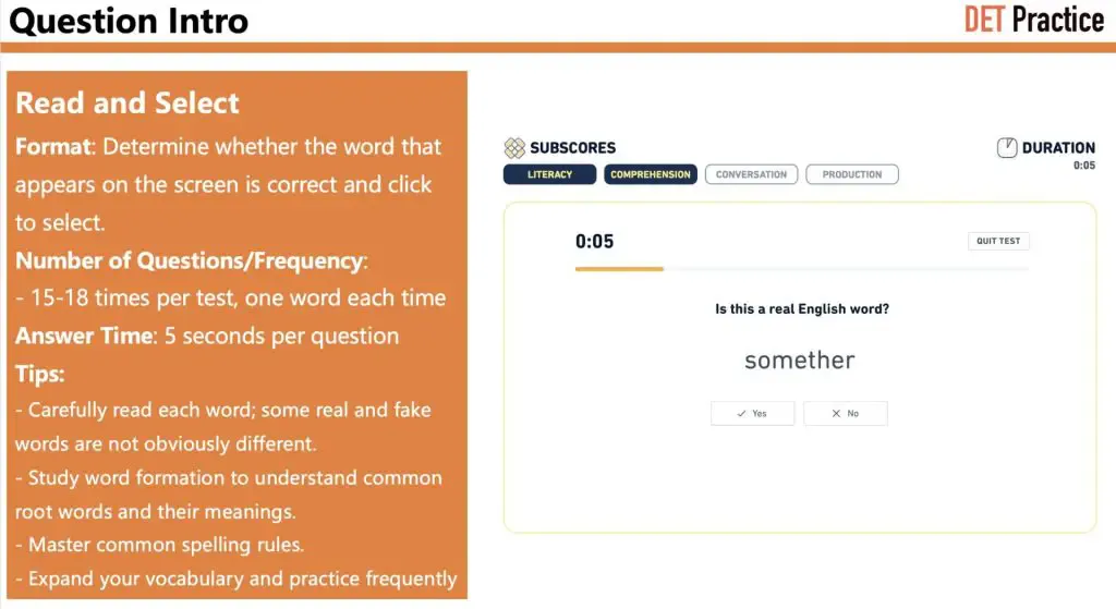 Tips and introduction to DET read and select questions.