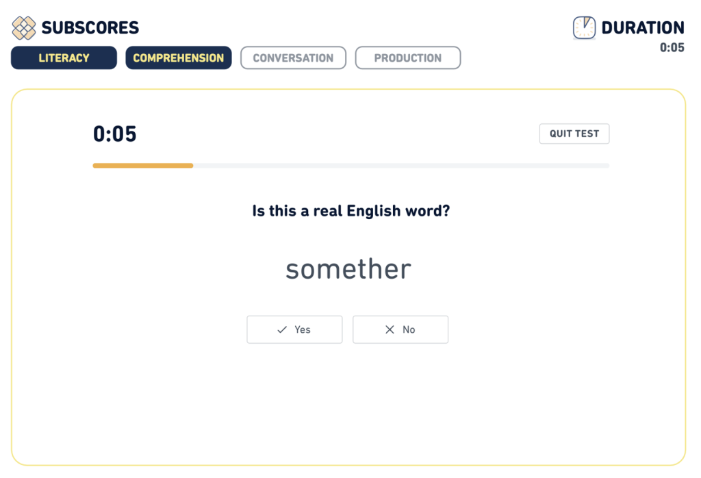 The UI of Duolingo English Test "Read and Select" Questions.