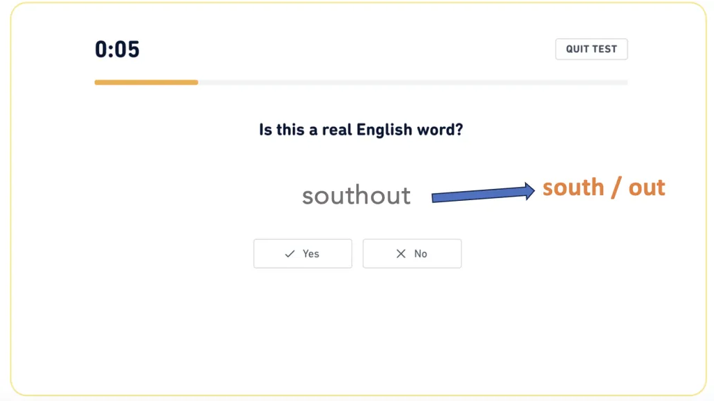An example of common patterns of frequently misspelled words: south + out
