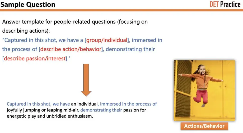 Sample Question 3 of Write about the Photo, with Template 1