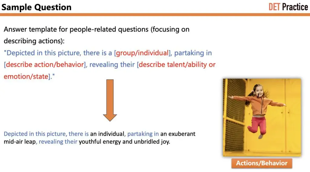 Sample Question 3 of Write about the Photo, with Template 2