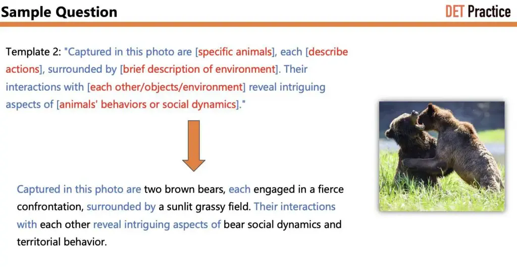 Sample Question 5 of Write about the Photo, with Template 2