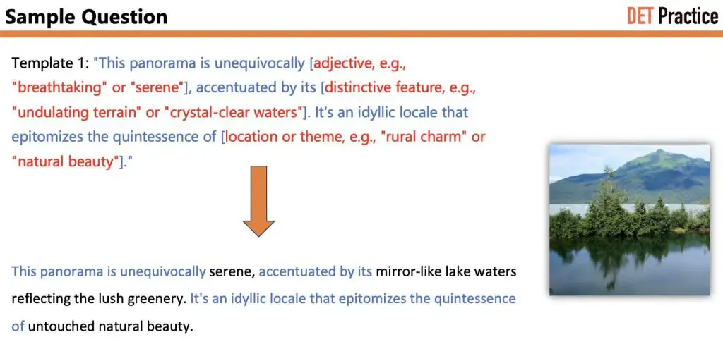 Sample Question 7 of Write about the Photo, with Template 1