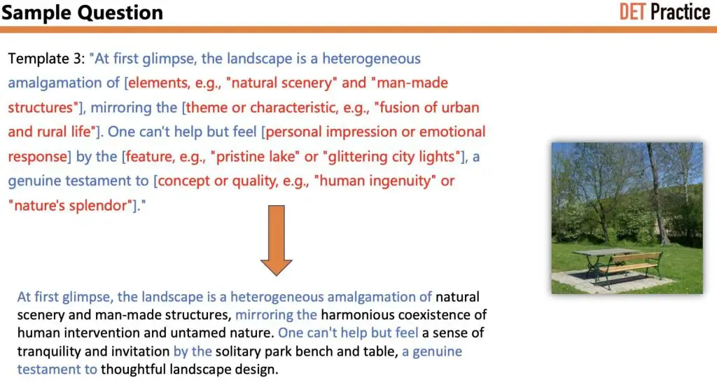 Sample Question 9 of Write about the Photo, with Template 3