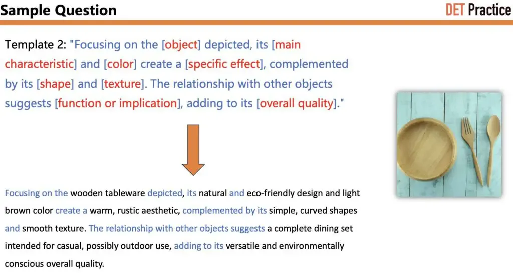 Sample Question 11 of Write about the Photo, with Template 2