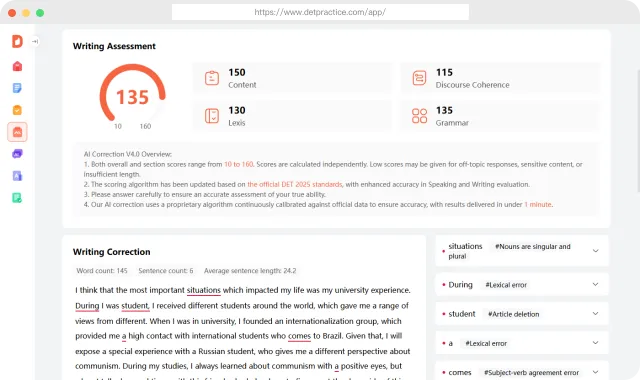 DET Writing KI-Korrektur